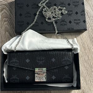 MCM Black Crossbody Bag with Silver Chain